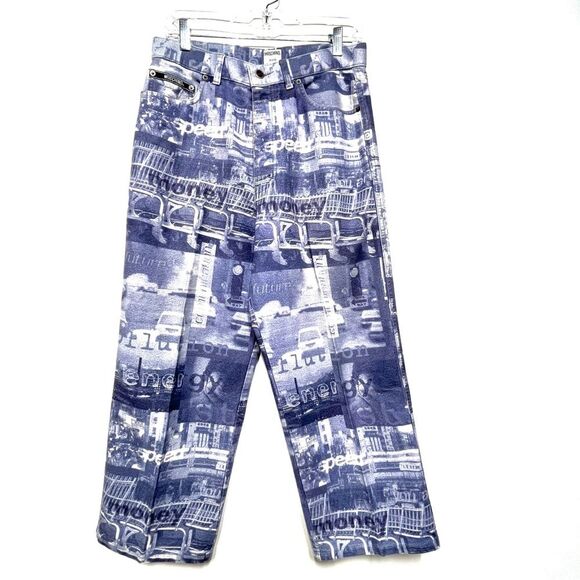 Moschino Urban Scenes Printed Straight Leg Jeans 32 - Picture 1 of 16